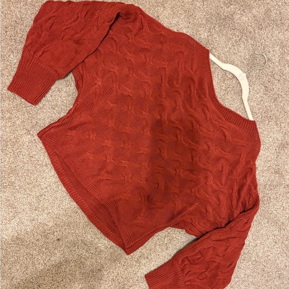 Off shoulder cable knit sweater!
